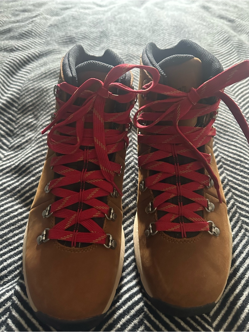 Danner Tan/Brown Hiking Boots with Red Laces - Picture 2 of 4